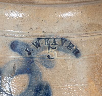 Five-Gallon J. WEAVER, Beaver, PA Stoneware Jar w/ Cobalt Floral Decoration