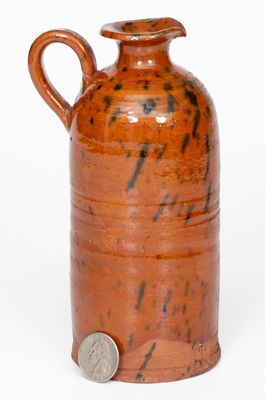 Rare Copper-Decorated Redware Ink Bottle, probably New England origin