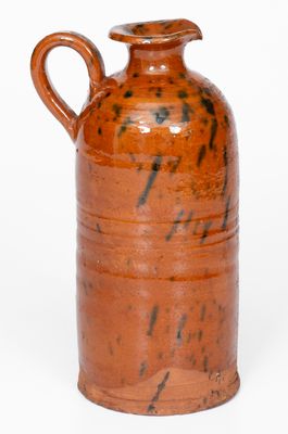 Rare Copper-Decorated Redware Ink Bottle, probably New England origin