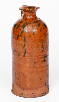 Rare Copper-Decorated Redware Ink Bottle, probably New England origin