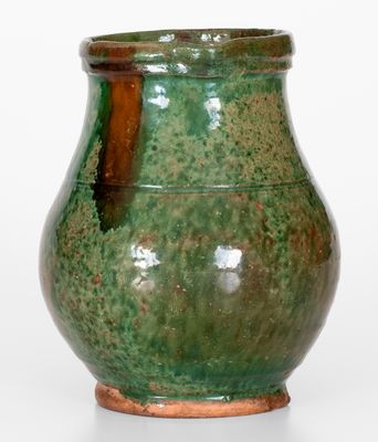 Rare Copper-Glazed Bristol County, Massachusetts Redware Pitcher, early 19th century