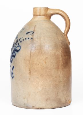 Scarce Double-Stamped FRANK B NORTON / WORCESTER MASS. Stoneware Jug, Dated 1886