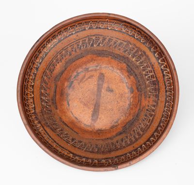 Large Slip-Decorated Hagerstown, Maryland Redware Bowl, early 19th century