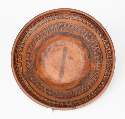 Large Slip-Decorated Hagerstown, Maryland Redware Bowl, early 19th century