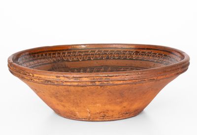 Large Slip-Decorated Hagerstown, Maryland Redware Bowl, early 19th century