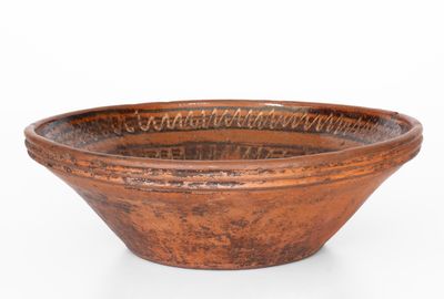 Large Slip-Decorated Hagerstown, Maryland Redware Bowl, early 19th century