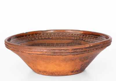 Large Slip-Decorated Hagerstown, Maryland Redware Bowl, early 19th century