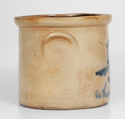 Rare One-Gallon Stoneware Crock w/ Cobalt Double Bird Decoration, Inscribed 