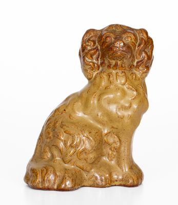 Glazed Midwestern Stoneware Spaniel Figure, late 19th century