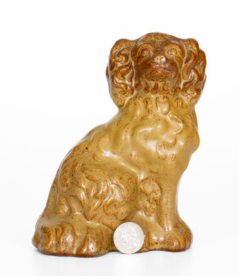 Glazed Midwestern Stoneware Spaniel Figure, late 19th century