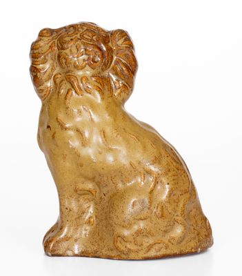 Glazed Midwestern Stoneware Spaniel Figure, late 19th century