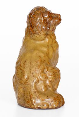 Glazed Midwestern Stoneware Spaniel Figure, late 19th century