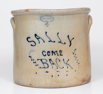 Rare and Fine "SALLY COME BACK" Stoneware Crock (Brown Bros., Huntington, Long Island)