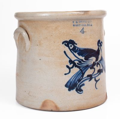 Rare and Fine F.B. NORTON & CO / WORCESTER, MASS. Four-Gallon Double Bird Crock