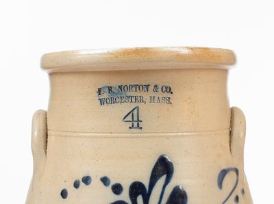 Four-Gallon F.B. NORTON & CO. / WORCESTER, MASS. Stoneware Churn, circa 1870