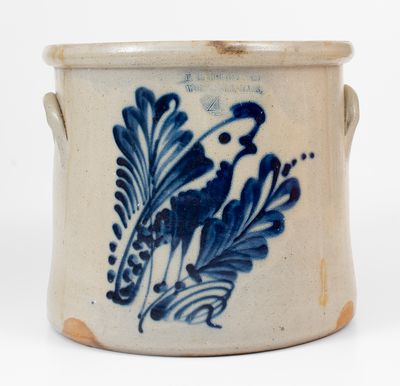 Four-Gallon F.B. NORTON & CO / WORCESTER, MASS. Stoneware Parrot Crock, 1858-77