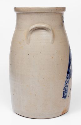 F.B. NORTON & CO. / WORCESTER, MASS. Stoneware Churn w/ Parrot Decoration, 1858-1877