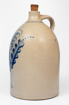 Four-Gallon F.B. NORTON Sons. / WORCESTER MASS Cobalt-Decorated Stoneware Jug, c1880