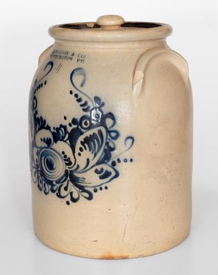 Four-Gallon J. NORTON & CO: / BENNINGTON, VT Lidded Stoneware Jar