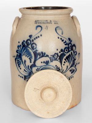 Four-Gallon J. NORTON & CO: / BENNINGTON, VT Lidded Stoneware Jar