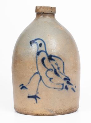 Rare F.B. NORTON & CO. / WORCESTER, MASS. Stoneware Jug w/ Abstract Bird Decoration