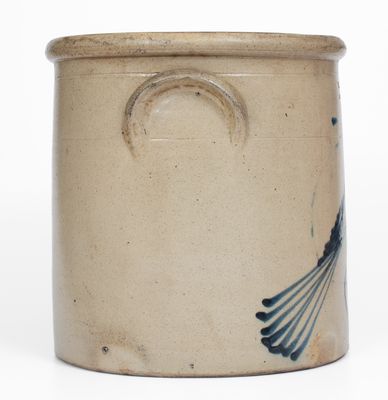 Five-Gallon O.L. & A.K. BALLARD / BURLINGTON, VT Crock w/ Elaborate Cobalt Bird Decoration