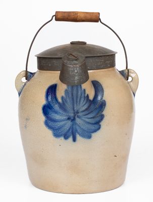 COWDEN & WILCOX / HARRISBURG Stoneware Batter Pail w/ Cobalt Cherries Decoration