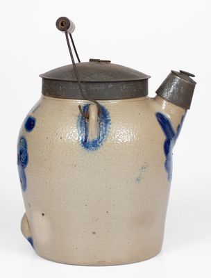 COWDEN & WILCOX / HARRISBURG Stoneware Batter Pail w/ Cobalt Cherries Decoration