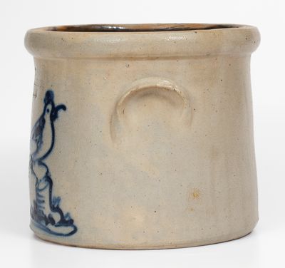 Scarce One-Gallon Providence, Rhode Island Stoneware Advertising Crock w/ Cobalt Bird Decoration