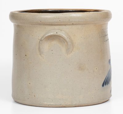 Scarce One-Gallon Providence, Rhode Island Stoneware Advertising Crock w/ Cobalt Bird Decoration