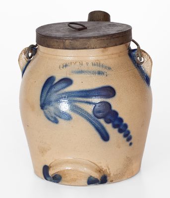 COWDEN & WILCOX / HARRISBURG, PA Stoneware Batter Pail, circa 1865