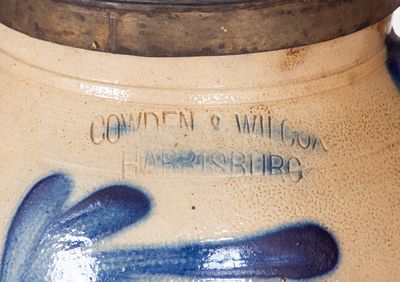 COWDEN & WILCOX / HARRISBURG, PA Stoneware Batter Pail, circa 1865