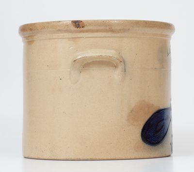 Rare N.A. WHITE & SON / UTICA, N.Y. Stoneware Crock w/ Cobalt Paddletail Bird Design