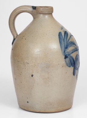 Rare COWDEN & WILCOX / HARRISBURG Stoneware Jug w/ Cobalt Cherries Decoration