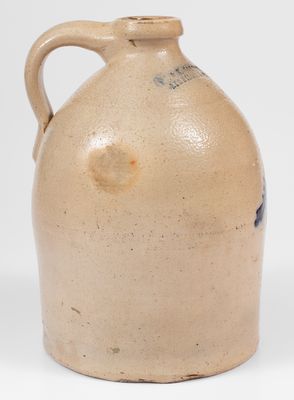 One-Gallon J. & E. NORTON / BENNINGTON, VT Stoneware Bird Jug, c1855