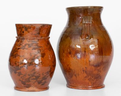 Two Pieces of Glazed Redware, attrib. Jacob Medinger, Montgomery County, PA