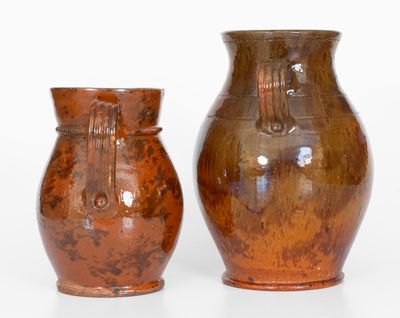 Two Pieces of Glazed Redware, attrib. Jacob Medinger, Montgomery County, PA