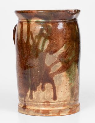 Multi-Glazed Redware Tankard Pitcher, attrib. J. Eberly & Co., Strasburg, VA, c1890