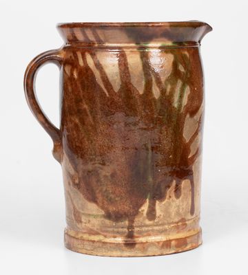 Multi-Glazed Redware Tankard Pitcher, attrib. J. Eberly & Co., Strasburg, VA, c1890