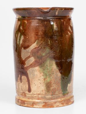 Multi-Glazed Redware Tankard Pitcher, attrib. J. Eberly & Co., Strasburg, VA, c1890