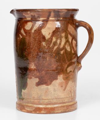 Multi-Glazed Redware Tankard Pitcher, attrib. J. Eberly & Co., Strasburg, VA, c1890