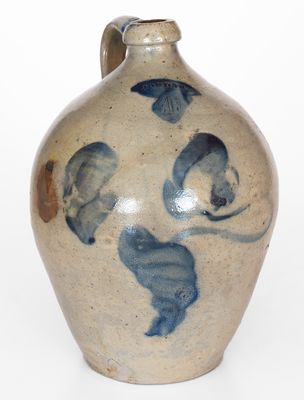 Jordan, NY One-Gallon Stoneware Jug w/ Cobalt Floral Decoration, c1840