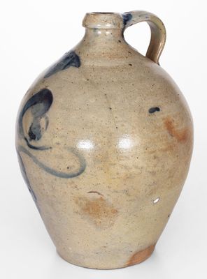 Jordan, NY One-Gallon Stoneware Jug w/ Cobalt Floral Decoration, c1840