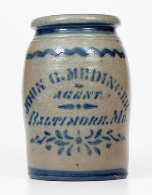 One-Gallon Baltimore, MD Stoneware Advertising Jar, Greensboro, PA origin