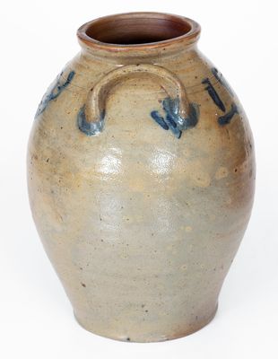 One-Gallon Old Bridge, New Jersey Cobalt-Decorated Stoneware Jar, Dated 1831