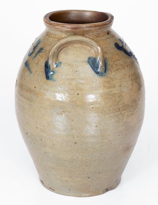 One-Gallon Old Bridge, New Jersey Cobalt-Decorated Stoneware Jar, Dated 1831