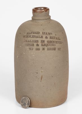 Scarce Small-Sized Baltimore Stoneware Advertising Jug, Alfred Ijams, High Street