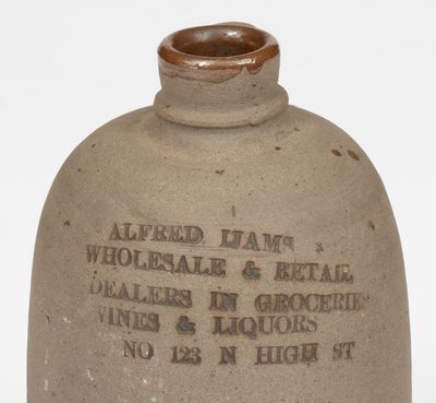 Scarce Small-Sized Baltimore Stoneware Advertising Jug, Alfred Ijams, High Street