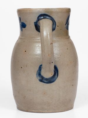 One-Gallon Baltimore Stoneware Pitcher w/ Cobalt Clover Decoration, c1860