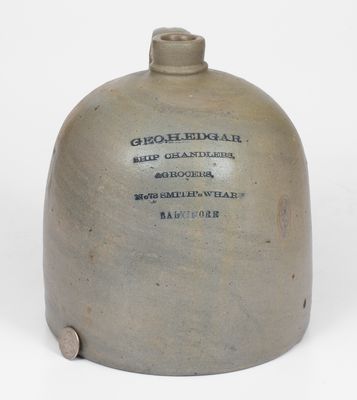 Stoneware Jug w/ Smith s Wharf / Baltimore Ship Chandler s Advertising, c1875